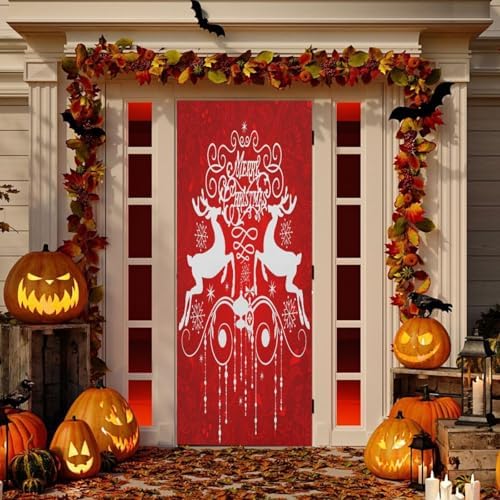 Susiyo Ribbons Deer Red Halloween Door Cover