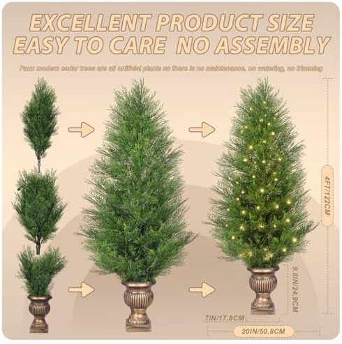 4FT Pre-Lit Artificial Cypress Tree with LED Lights
