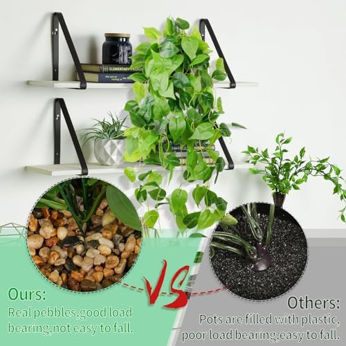 LOYWREE 354in Artificial Hanging Potted Greenery with Black Pot and Faux Ivy Vine