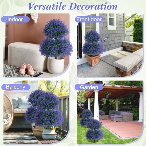 Yunlly 2 Set 28 Inch Faux Lavender Topiaries