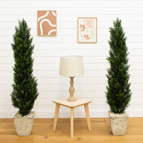Nearly Natural 5ft Cedar Topiary Artificial Trees Set of 2