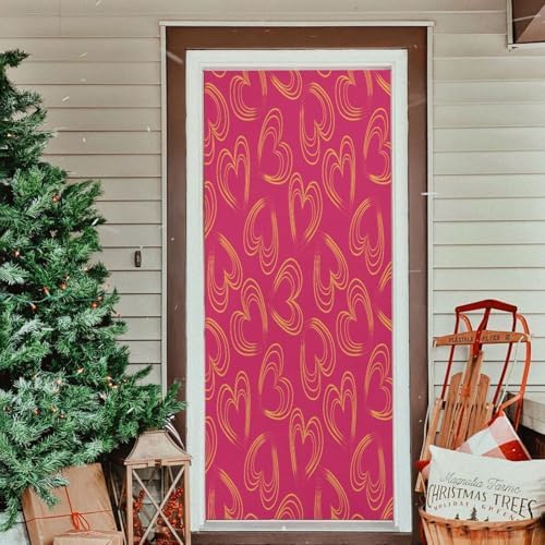 Susiyo Heart Shaped Halloween Door Cover Stretch Fabric 32x79 in