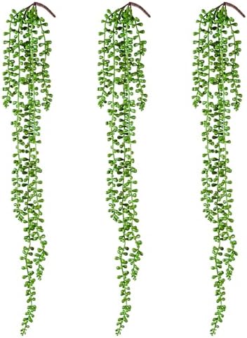 3PCS Artificial Succulents Hanging Plants 275 Inch Fake String of Pearls