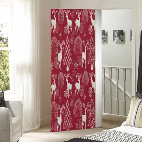 Susiyo Christmas Tree Red Deer Door Cover 32x79 in