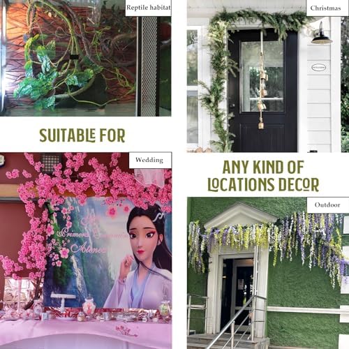 118 Inch Artificial Green Tree Branches with Ivy and Grapevine
