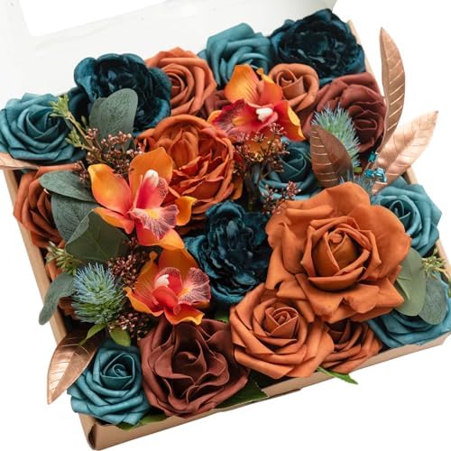 Lings Moment Artificial Flowers Wedding Rustic Teal Fall Combo