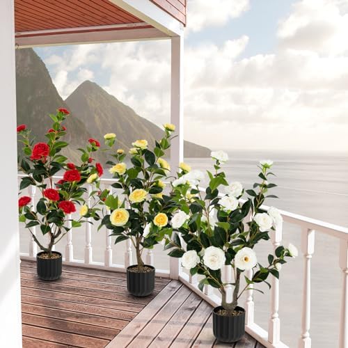 Goplus 38 Inch Artificial Camellia Tree Set of 2