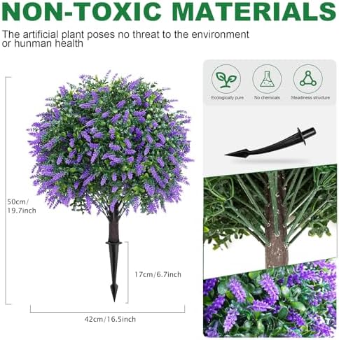 Set of 2 Artificial Lavender Boxwood Topiary Faux Shrubs