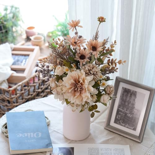 Peauley 16 Inch Artificial Flower Centerpieces with Roses and Daisies