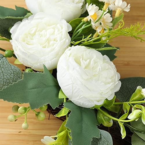 HW Artificial Wedding Arch Flowers 2pcs Willow Leaves Peony White