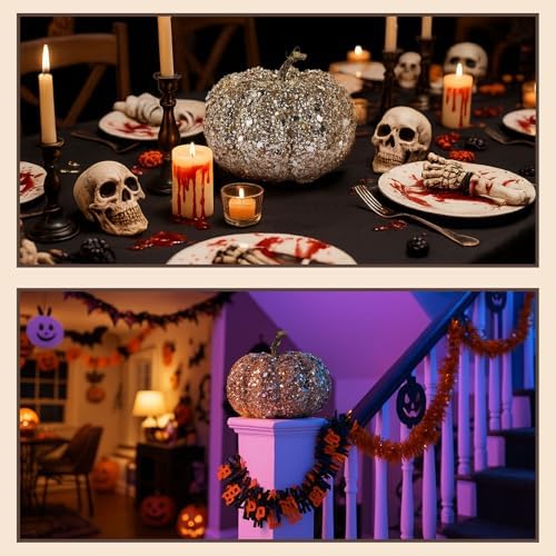 DomeStar Gold Glitter Artificial Pumpkin Fall Decor