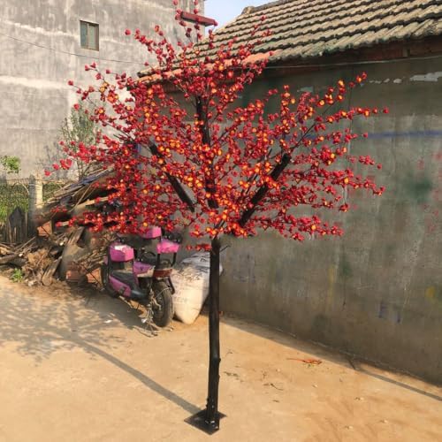 EUEUE Artificial Red Plum Blossom Tree 1mx08m