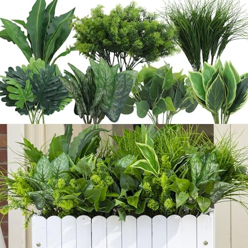 Green Moon 18 Bundles Artificial Plants Outdoor UV Resistant