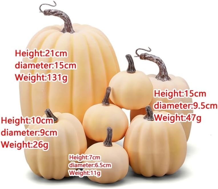 7 Pcs Faux Foam Pumpkins Autumn Halloween Decor