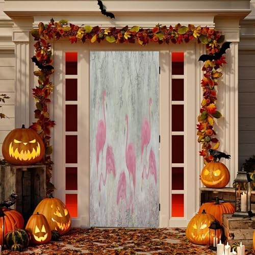 Susiyo Cute Exotic Flamingos Halloween Door Cover