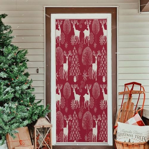 Susiyo Christmas Tree Red Deer Door Cover 32x79 in
