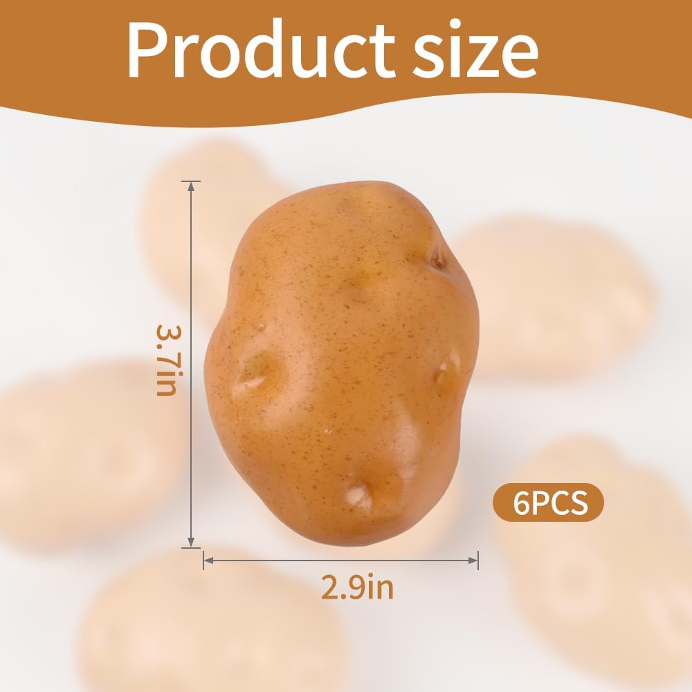 HUIANER Artificial Potatoes 6PCS for Home Kitchen Decor Photography