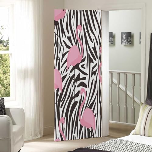 Susiyo Flamingos Zebra Halloween Door Cover 32x79 in