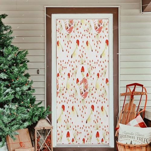 Susiyo Retro Abstract Mushrooms Christmas Door Cover Stretch Fabric 32x79 in