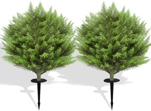 Artificial Cedar Topiary Tree Set of 2