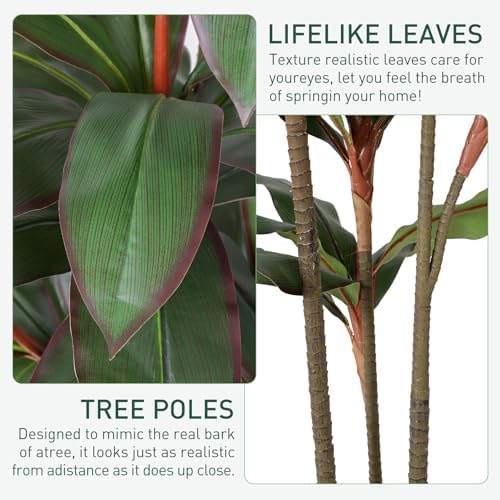 YEPDIN Artificial Dracaena Tree 5FT with White Planter