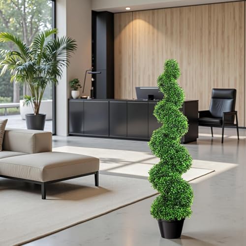 Artificial Spiral Boxwood Topiary Trees Set of 4