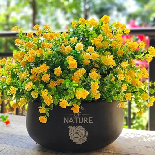 12 Bundles Artificial Flowers for Outdoor Use Yellow