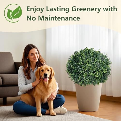 Artificial Boxwood Topiary Ball Trees 2-Pack