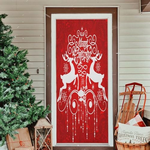 Susiyo Ribbons Deer Red Halloween Door Cover
