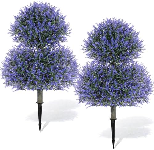 Yunlly 2 Set 28 Inch Faux Lavender Topiaries