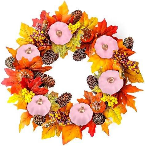 FOIMAS 12pcs Pink Artificial Pumpkins Fall Decor