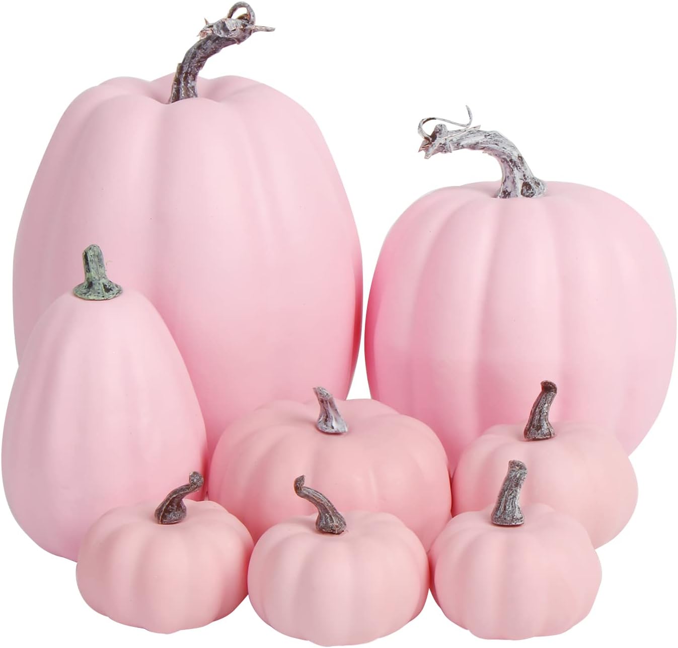 FOIMAS 8pcs Pink Artificial Pumpkins Fall Decor