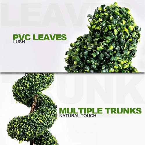 GOPLUS 4 Ft Artificial Boxwood Spiral Topiary Tree Decor