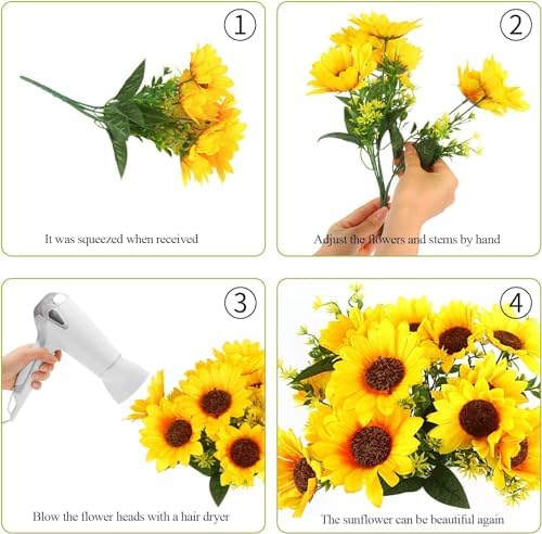 STEFORD Artificial Sunflowers Bouquet 2 Bunches Realistic