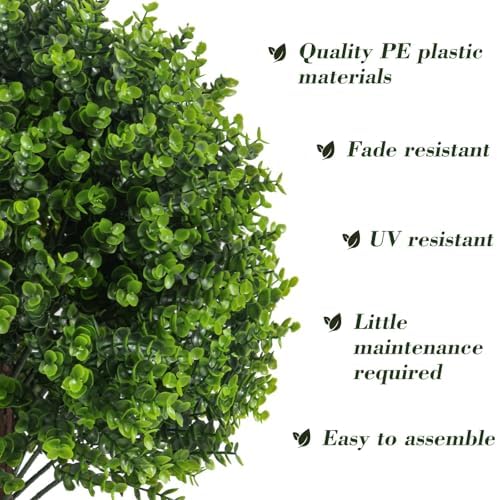 Chillchard Artificial Boxwood Topiary Outdoor 2 Pack Faux Shrubs