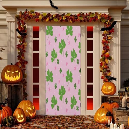 Susiyo Green Clover Leaves Halloween Door Cover