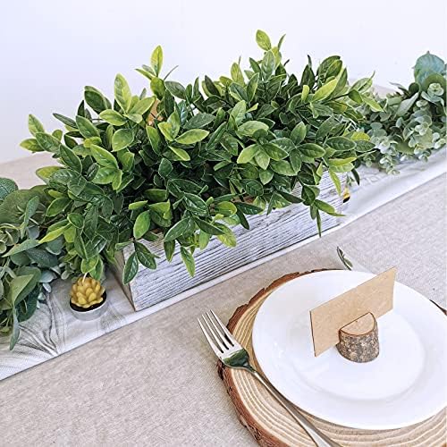 Artificial Eucalyptus Plant in Rustic Wooden Planter Box