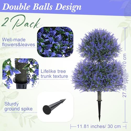 Yunlly 2 Set 28 Inch Faux Lavender Topiaries