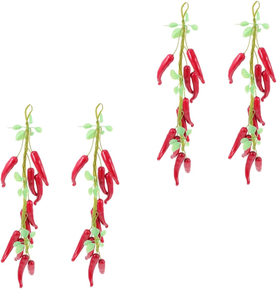4pcs Hanging Fake Pepper Decorations for Home Kitchen Party