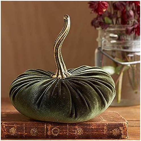 Velvet Pumpkins Fall Decor Set Green