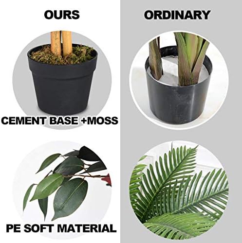 COSTWAY Artificial Ficus Tree in Pot Green Red