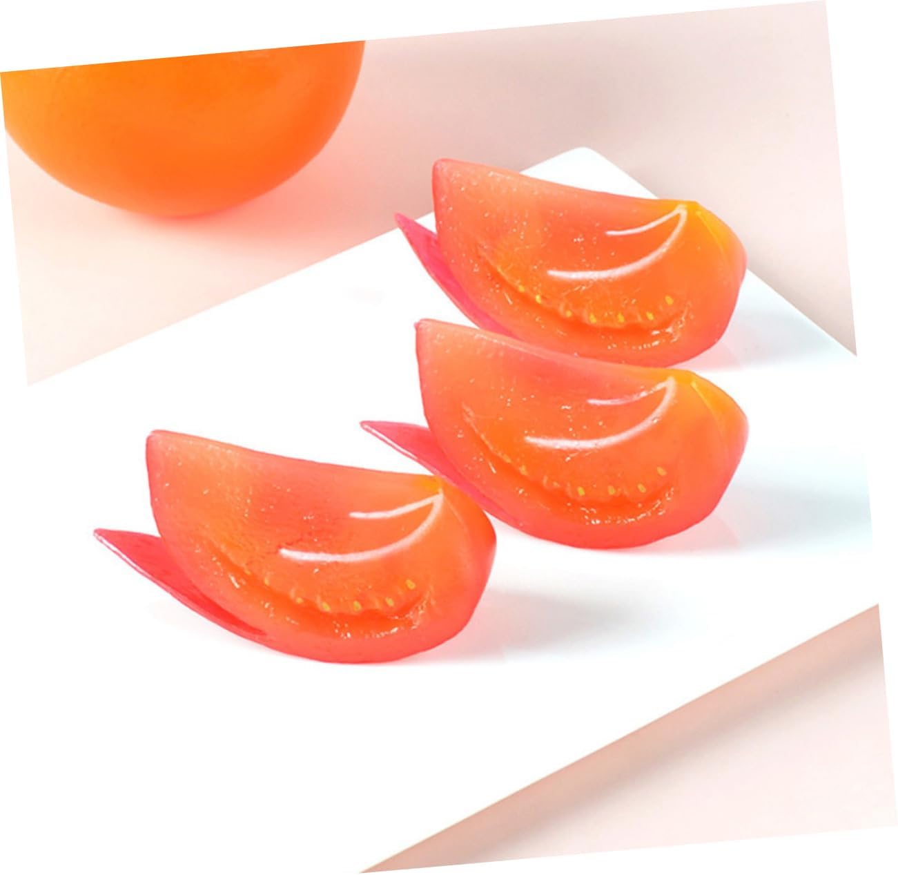 4pcs Lifelike Fake Tomato Slice Models for Home Decor