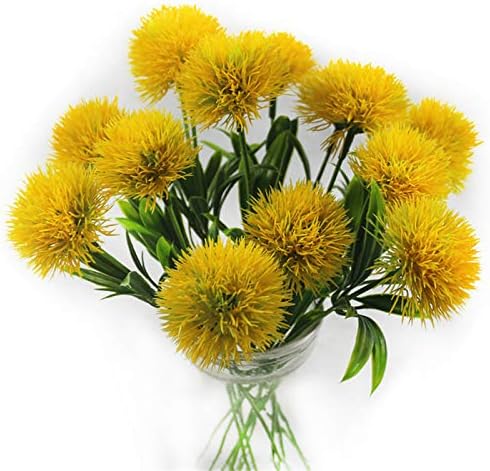 Yalulu 10 Pcs Dandelion Artificial Flowers Bouquet Yellow