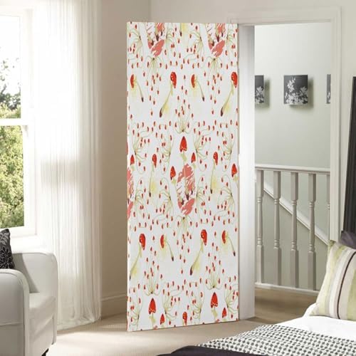 Susiyo Retro Abstract Mushrooms Christmas Door Cover Stretch Fabric 32x79 in