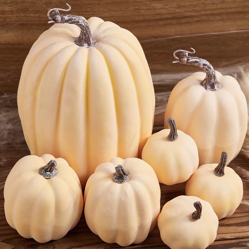 7 Pcs Faux Foam Pumpkins Autumn Halloween Decor