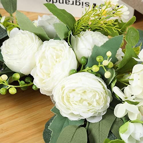 HW Artificial Wedding Arch Flowers 2pcs Willow Leaves Peony White