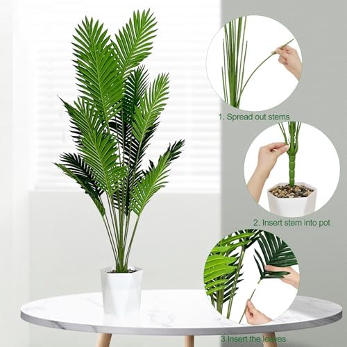 SAJANDAS 2 Piece Artificial Areca Palm Plants 51 Inch