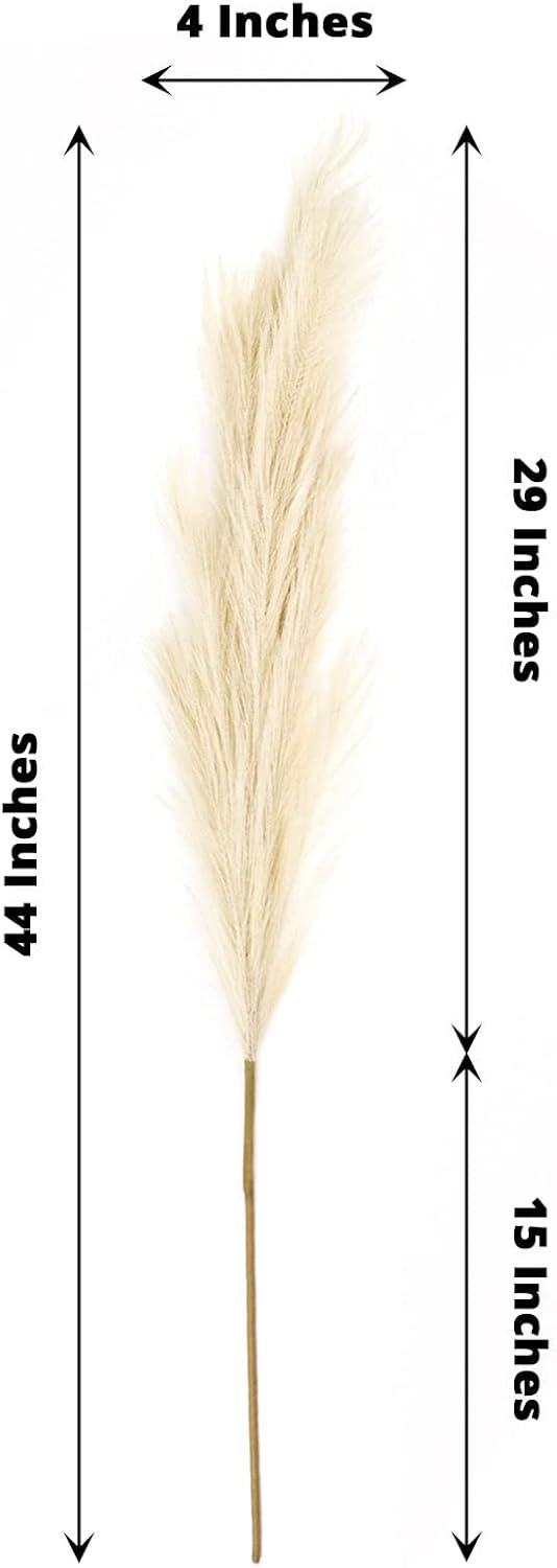 3 Stems Cream Artificial Pampas Grass Plant Sprays