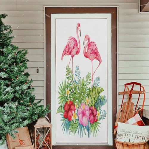 Susiyo Pink Flamingo Halloween Door Cover 32x79 in 1