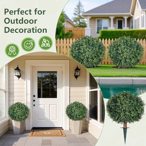 Artificial Boxwood Topiary Ball Trees 2-Pack